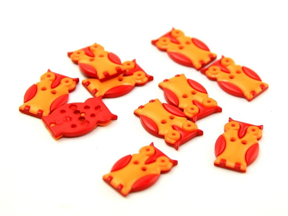 Dill Owl Buttons (Value Pack) Orange/Red
 