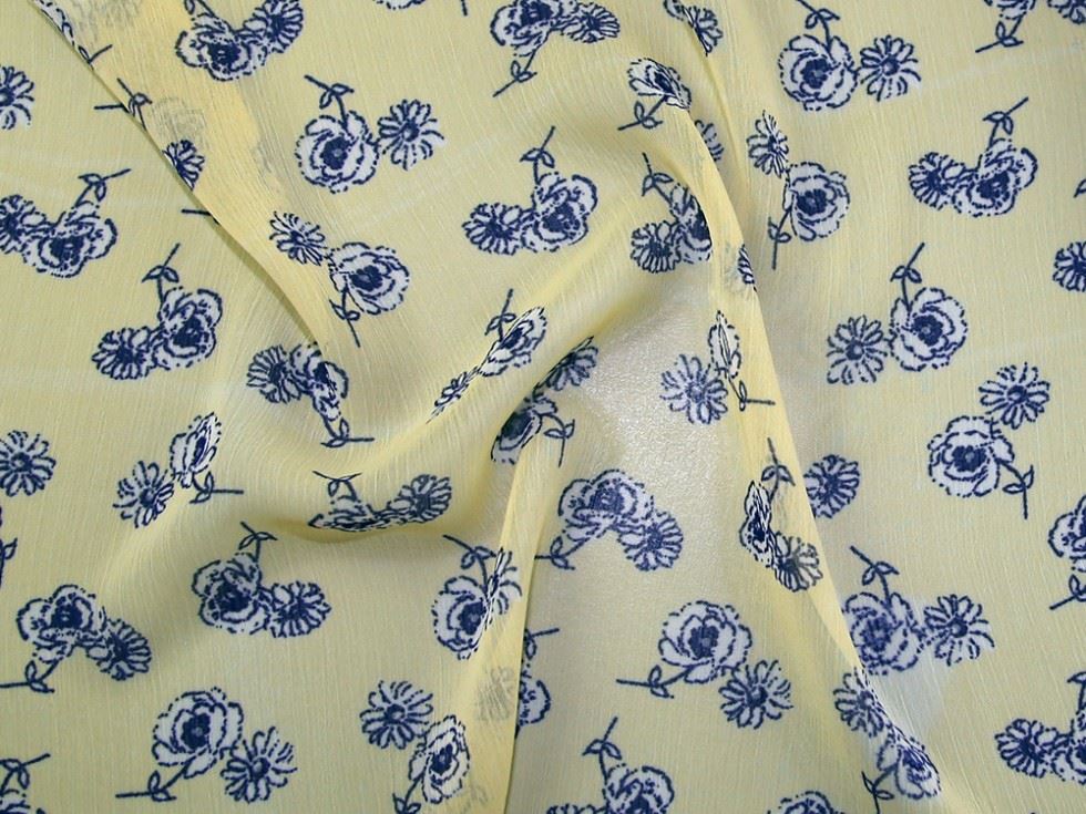 Cream Deadstock Crinkle Sheer Chiffon Fabric