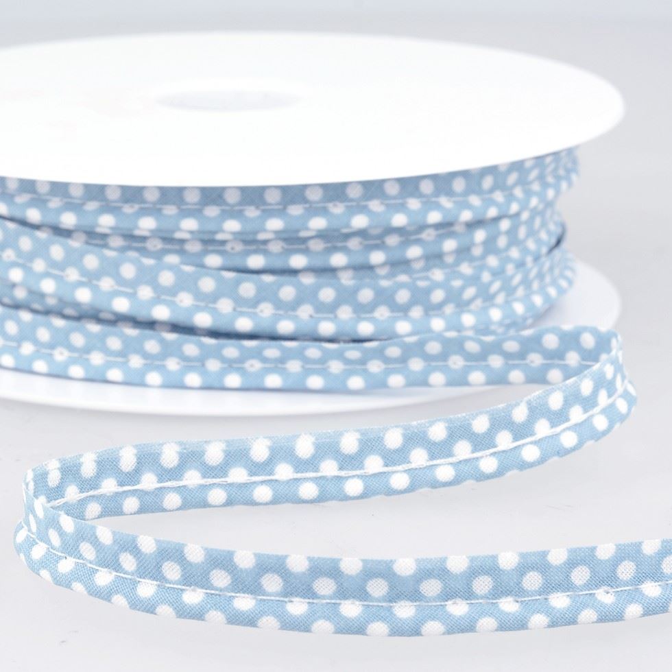 Stephanoise Polka Dot Flanged Piping Sky Blue