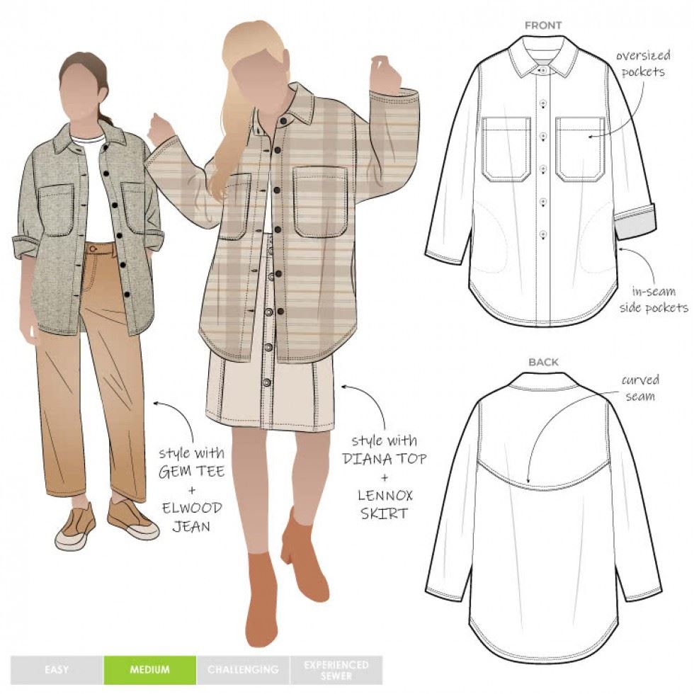 Style Arc Sewing Pattern Logan Shacket