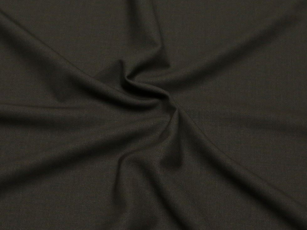 Dark Brown Deadstock Panama Wool Stretch Woven Suiting Fabric