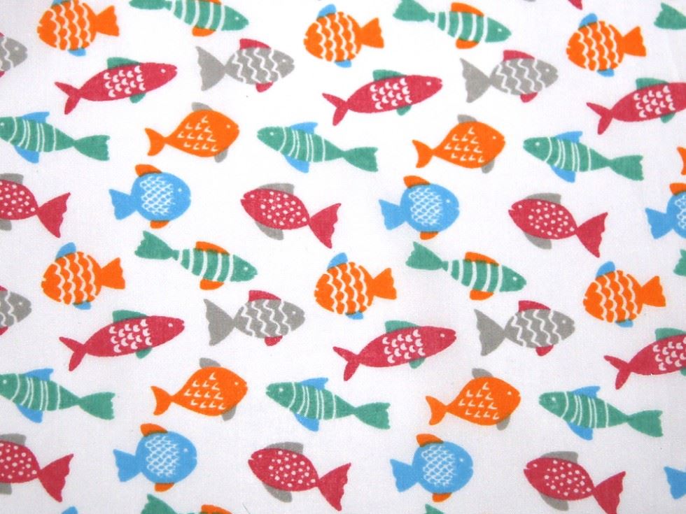 White Printed Polycotton Fabric
