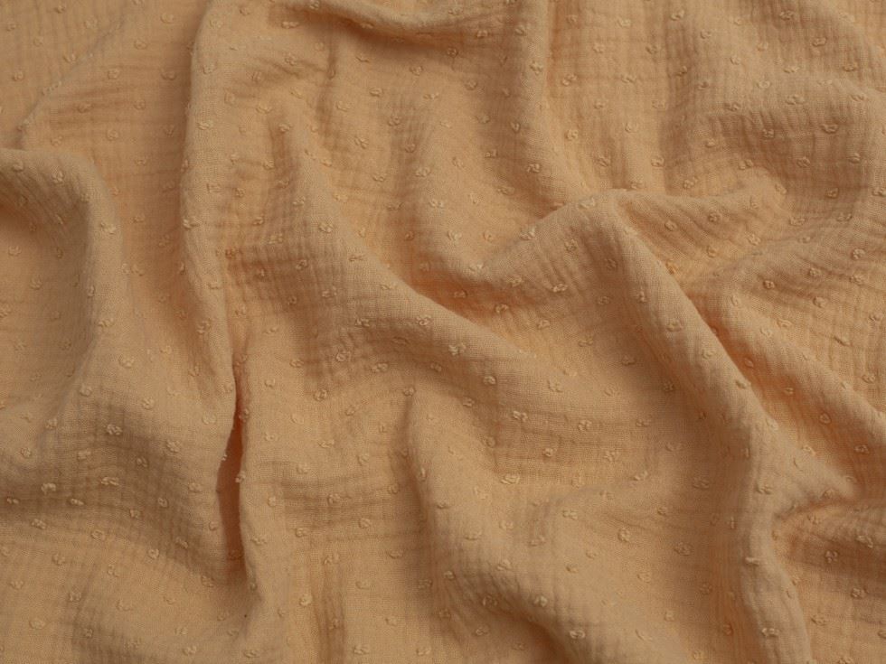 Swiss Dot Cotton Double Gauze Fabric Pecan