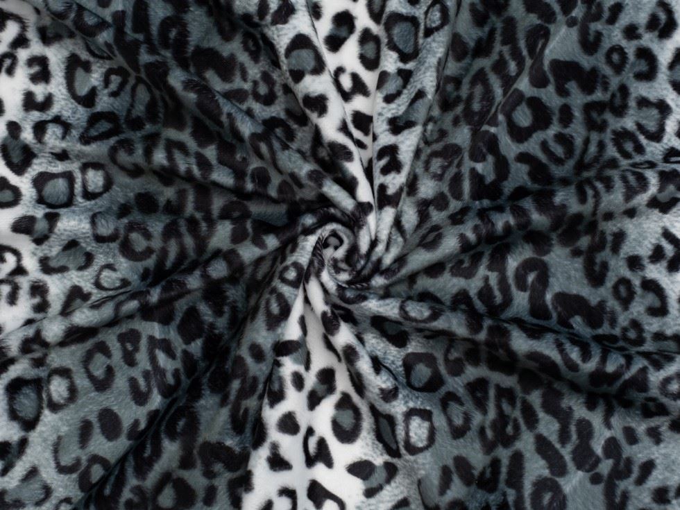 Minerva Core Range Velboa Faux Fur Fabric Grey Panther