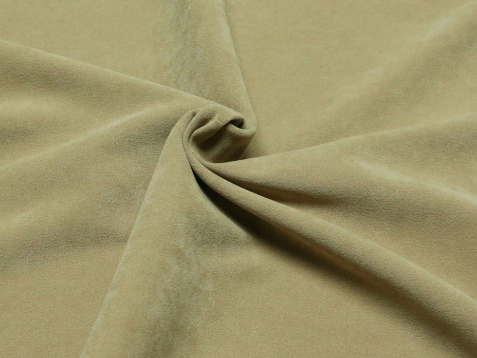 Beige Deadstock Stretch Woven Faux Suede Fabric