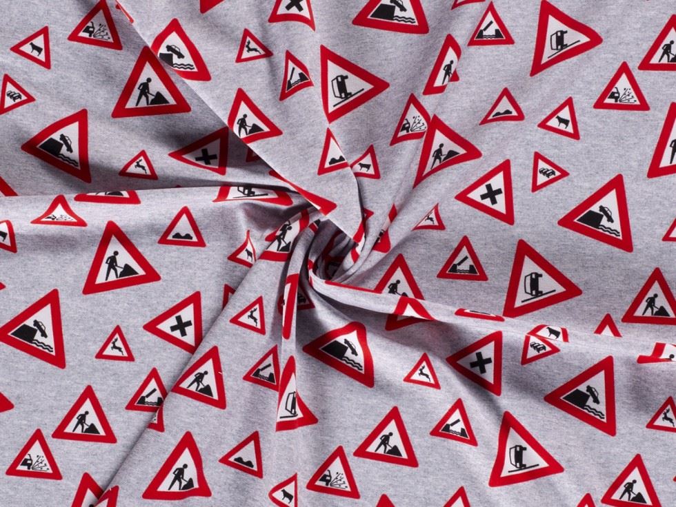 Loop Back French Terry Stretch Knit Fabric Grey & Red