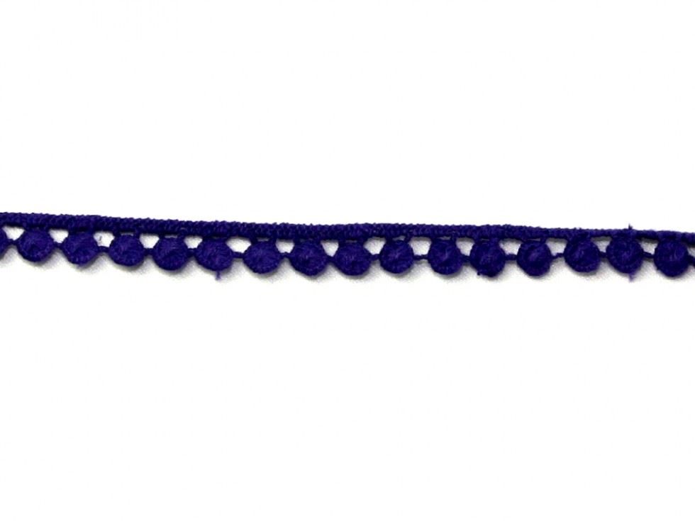 Embroidered Pom Poms Lace Trim Purple
 