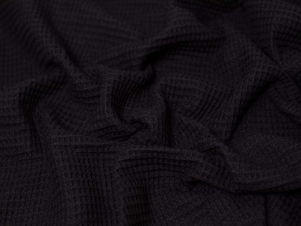 Minerva Core Range Black Medium Cotton Waffle Fabric