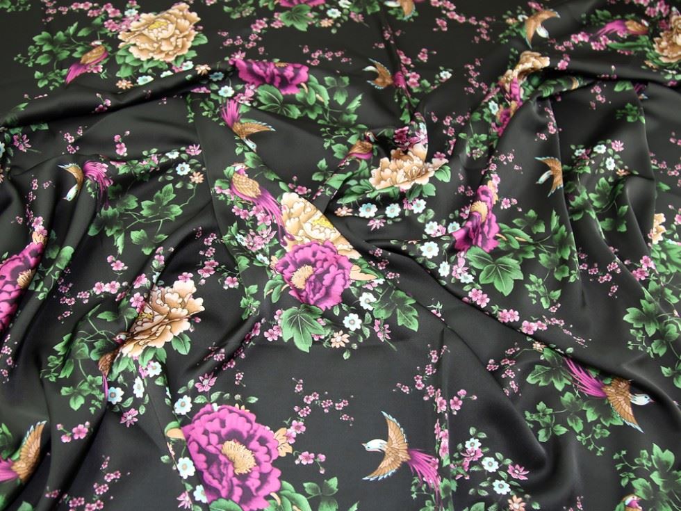 Lady Mcelroy Black Charmeuse Silky Satin Fabric