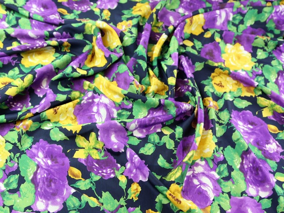 Deadstock Microfibre Smooth Crepe Fabric Purple
