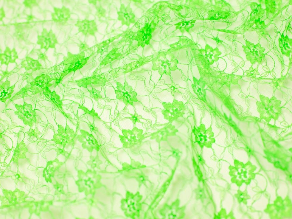 Minerva Core Range Delicate Lace Fabric Kelly Green
 