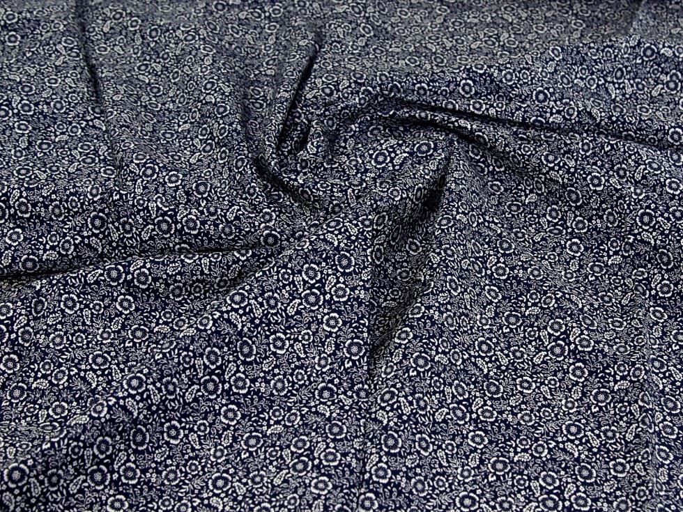 Deadstock 100% Cotton Poplin Fabric Navy & Ivory
 