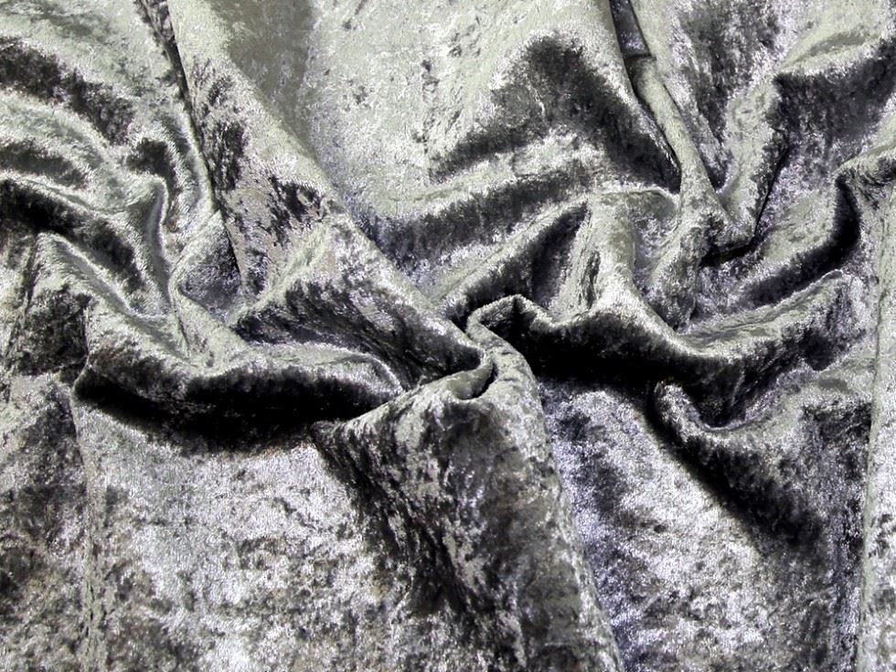 Deadstock Heavy Crushed Velvet Stretch Knit Fabric Silver
 