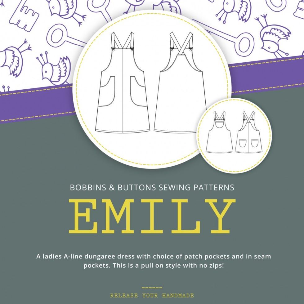Bobbins and Buttons Paper Sewing Pattern Emily Dungaree Dress
 