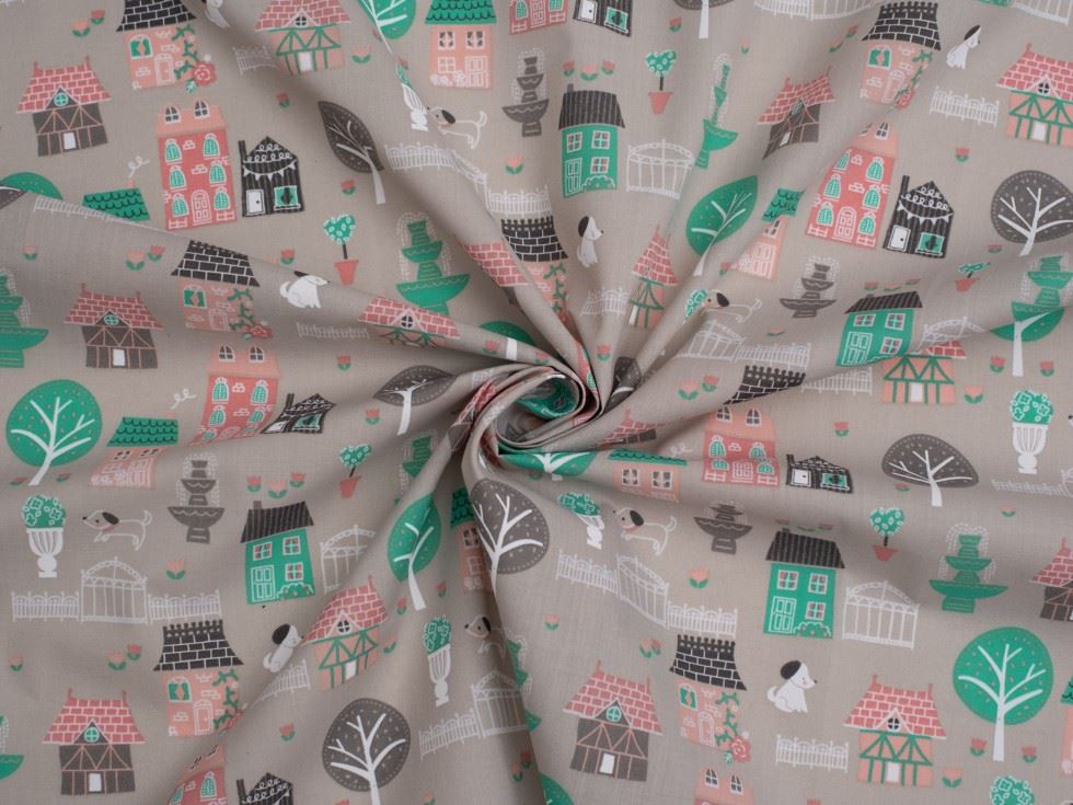 Grey Printed Polycotton Fabric