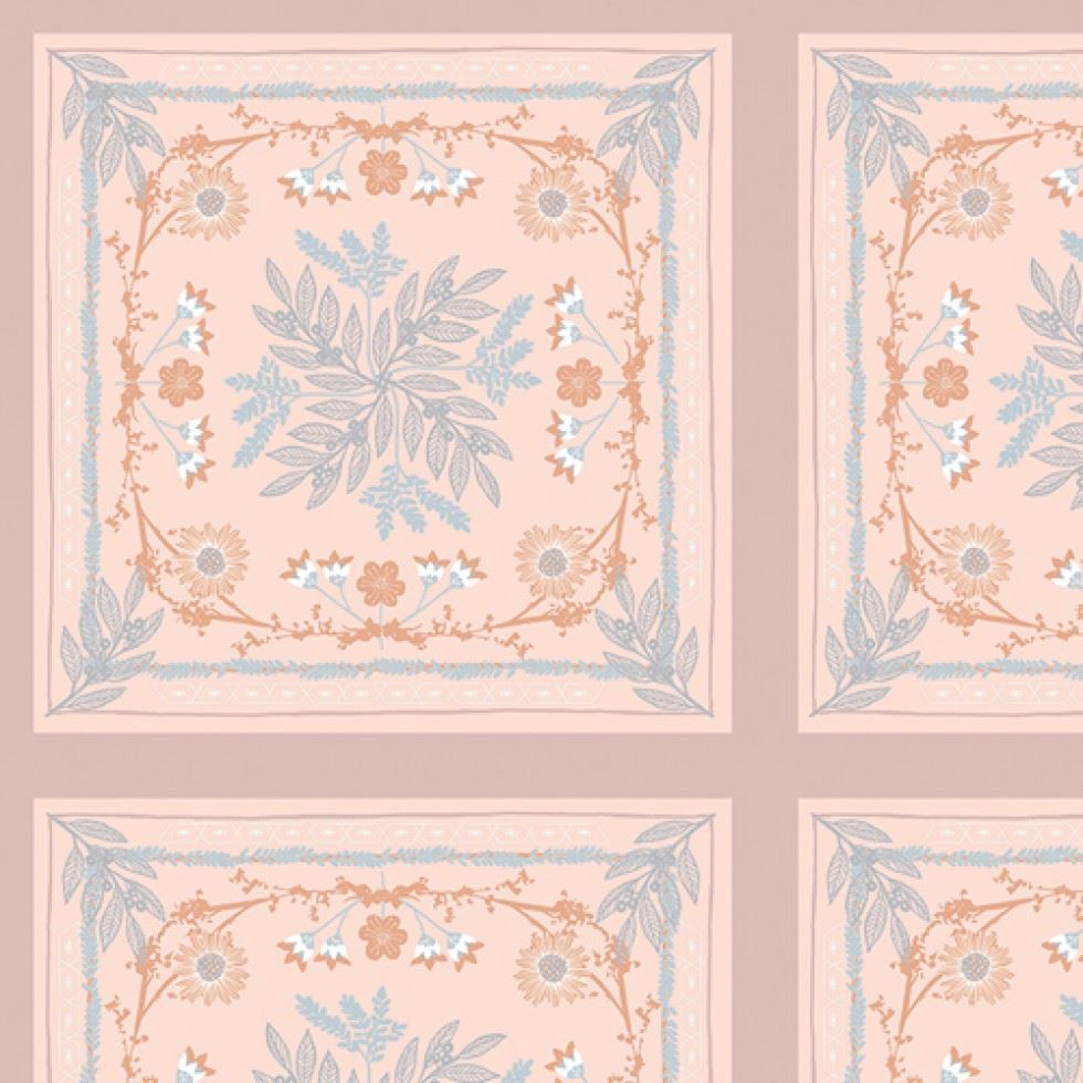 Art Gallery Fabrics Seaside Tiles 100% Cotton Poplin Fabric Blush