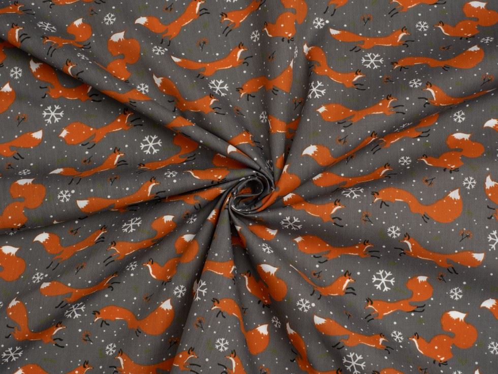 Grey Printed Polycotton Fabric