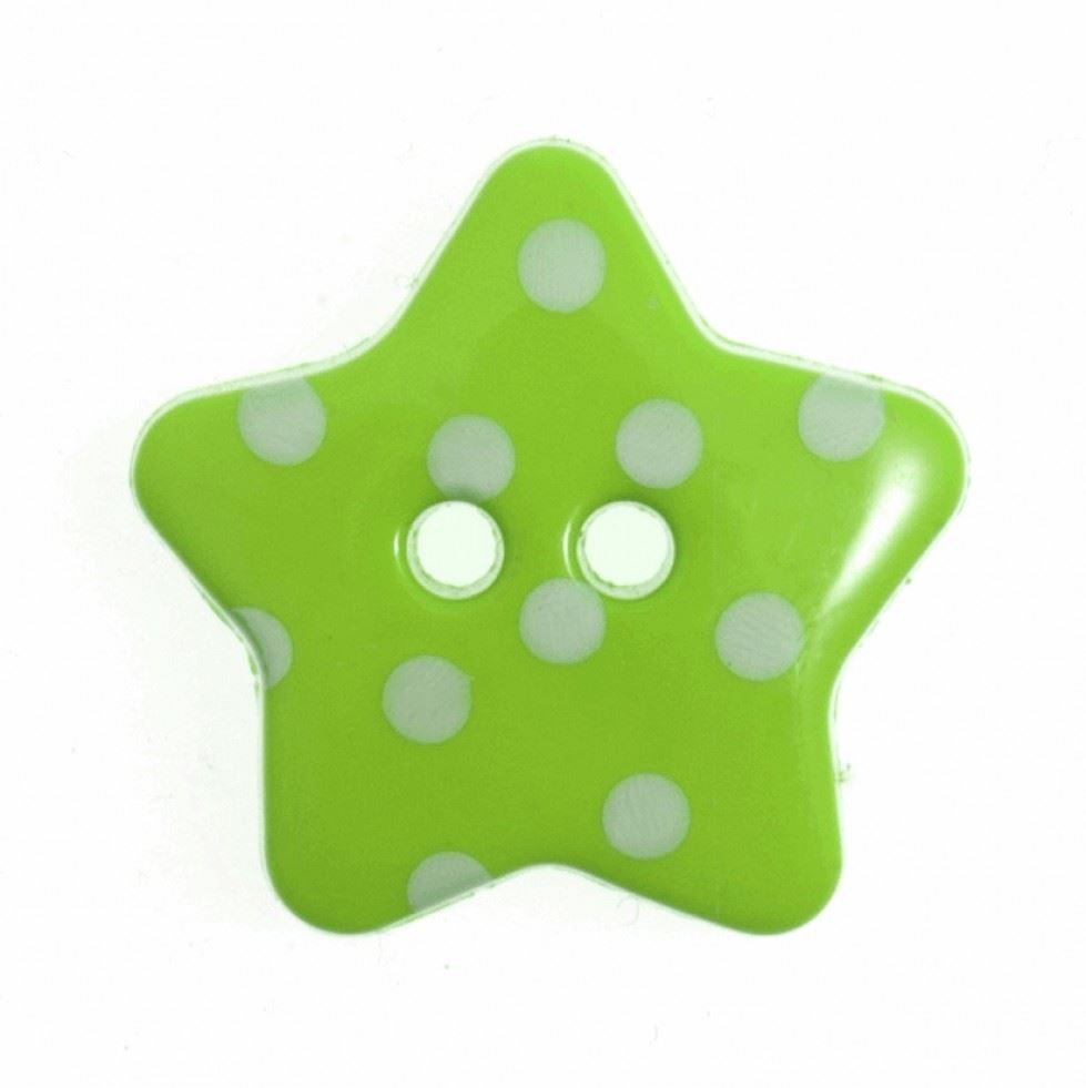 Hemline Green Spotty Star Shape Buttons