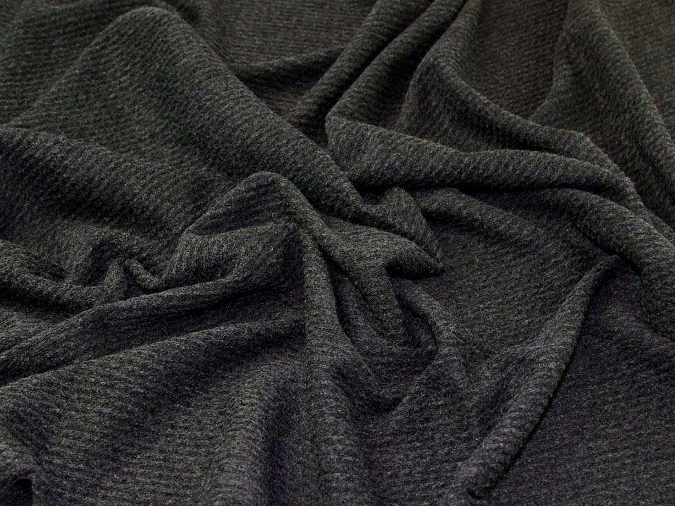 Charcoal Deadstock Rope Sweater Knit Stretch Fabric