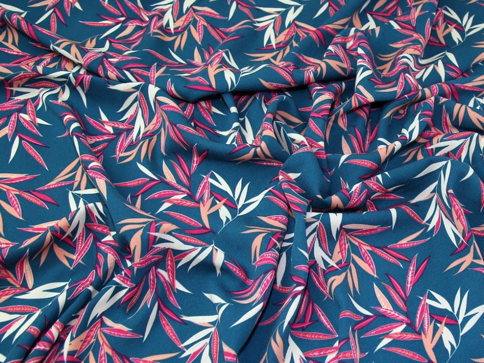 John Kaldor Pease Blossom Crepe Fabric Teal
 