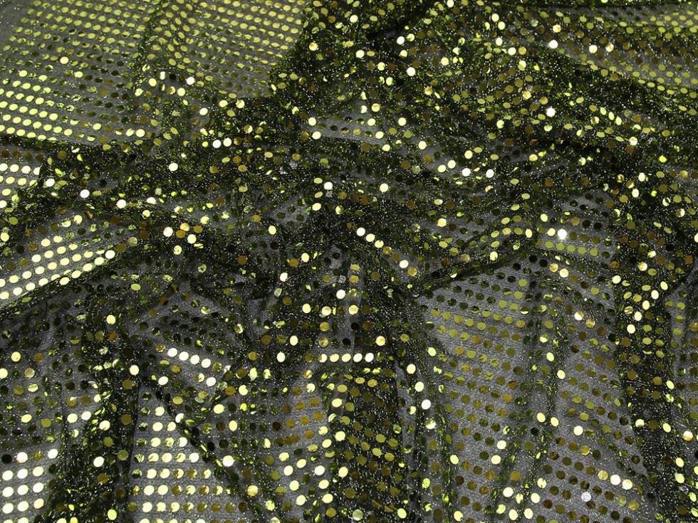 Gold On Olive Deadstock Sequin Stretch Knit Fabric