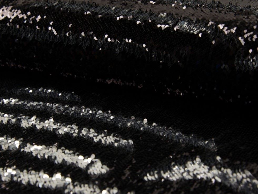 Deadstock Reversible Flip Sequin Mesh Fabric Black
 