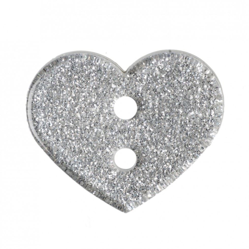 Trimits Silver Heart Glitter Buttons (Value Pack)