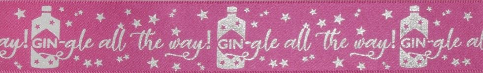 Pink & Silver Metallic Gin Gle All The Way Ribbon (Value Roll)