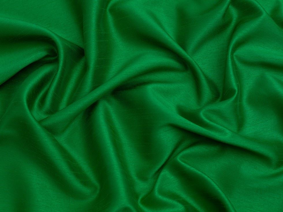 Minerva Core Range Shantung Dupion Fabric Emerald
 