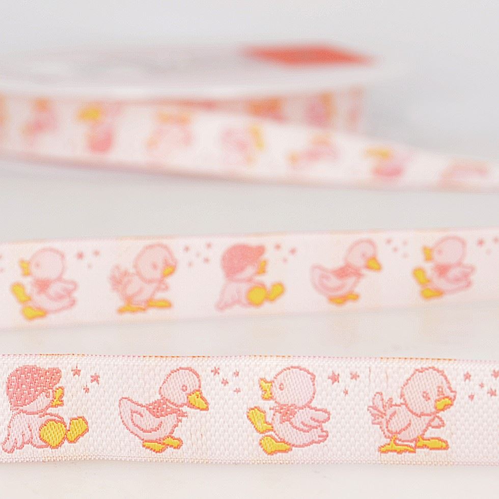 Stephanoise Ducks Jacquard Ribbon Light Pink
 