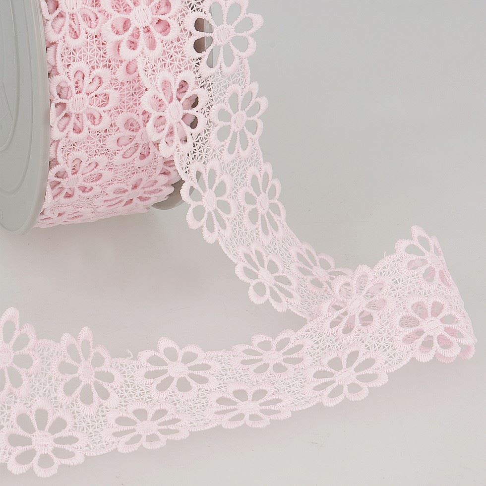 Stephanoise Guipure Lace Trim Pink