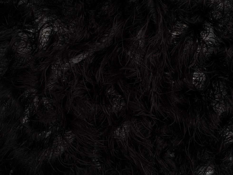 Minerva Core Range Arabella Eyelash Tassel Fringe Organza Fabric Black
 