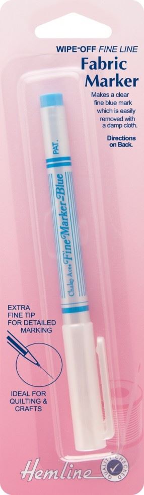 Hemline Blue Fabric Marker Wipe & Wash Fine