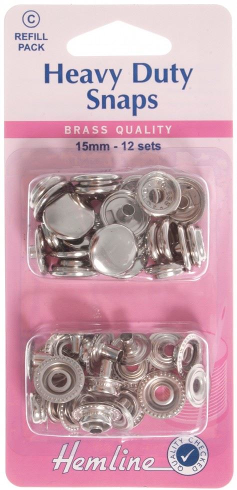 Hemline Nickel/Silver Heavy Duty Metal Snaps Refill