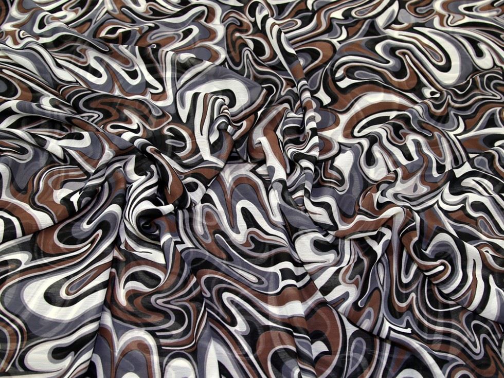 Grey Deadstock Crinkle Sheer Chiffon Fabric