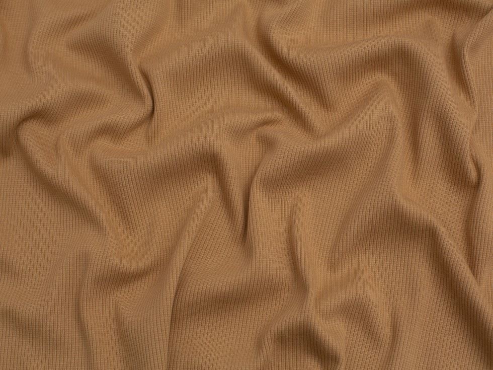 Minerva Core Range Beige Cotton Rib Stretch Knit Fabric