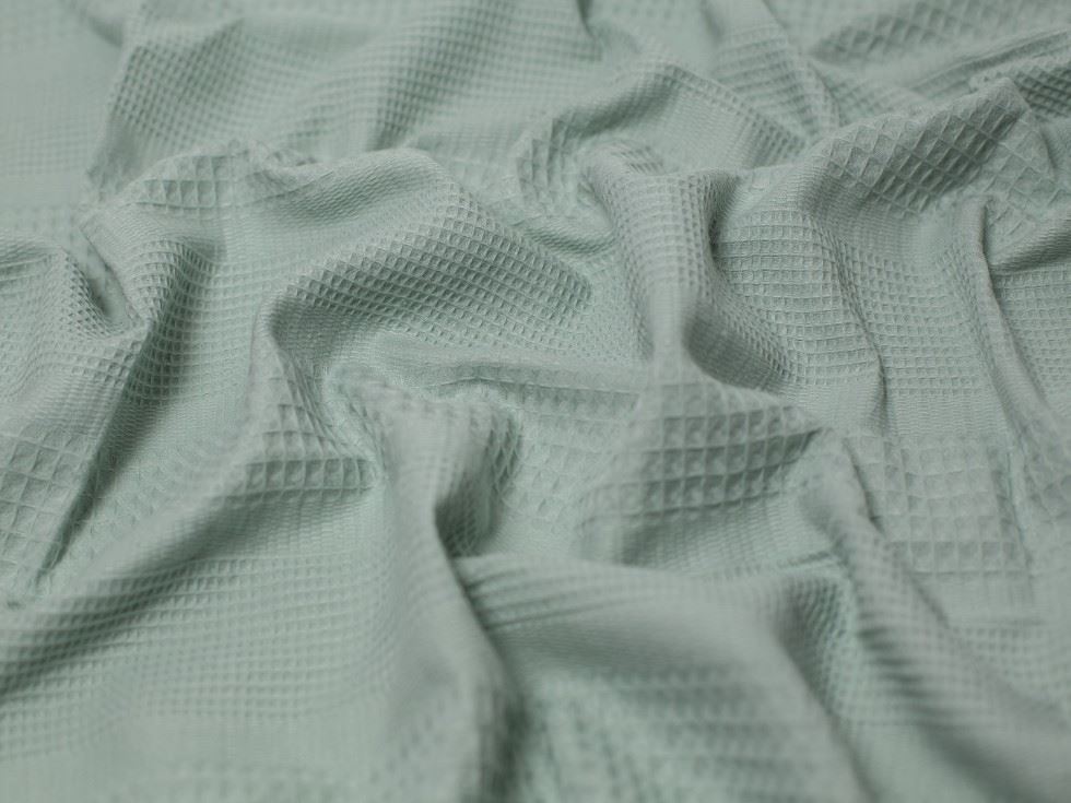 Textured Cotton Waffle Fabric Old Green