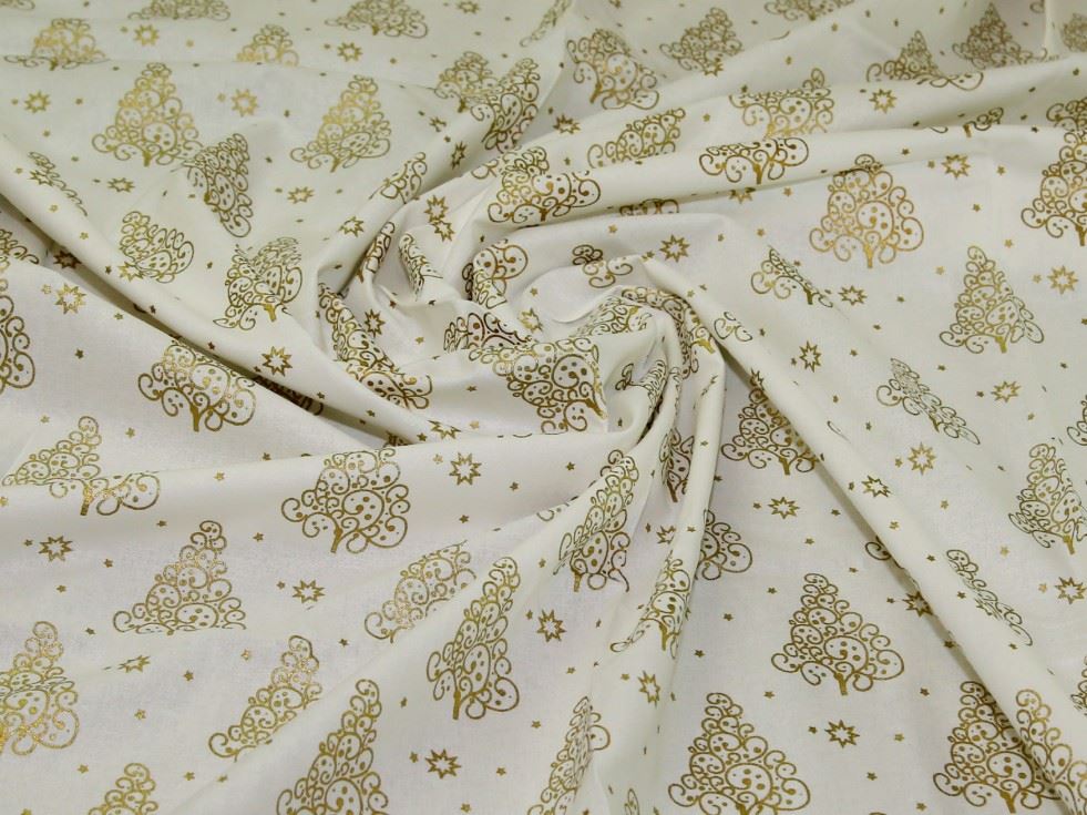 John Louden Ivory Metallic 100% Cotton Fabric