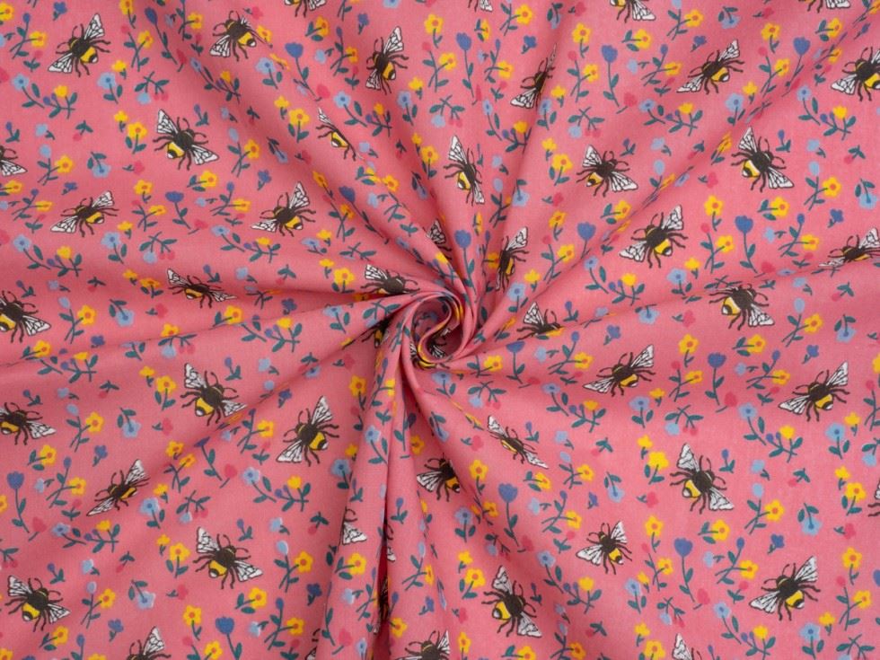 Pink Printed Polycotton Fabric