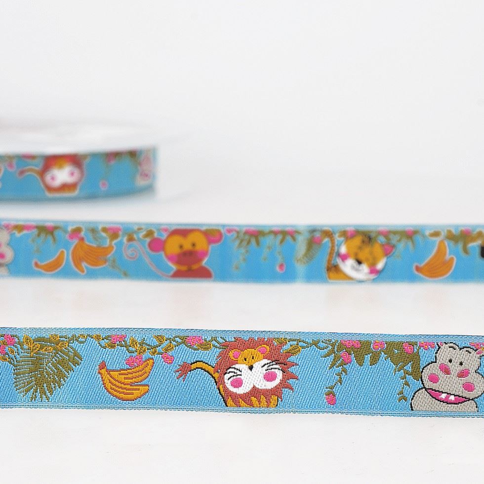 Stephanoise Safari Jacquard Ribbon Blue