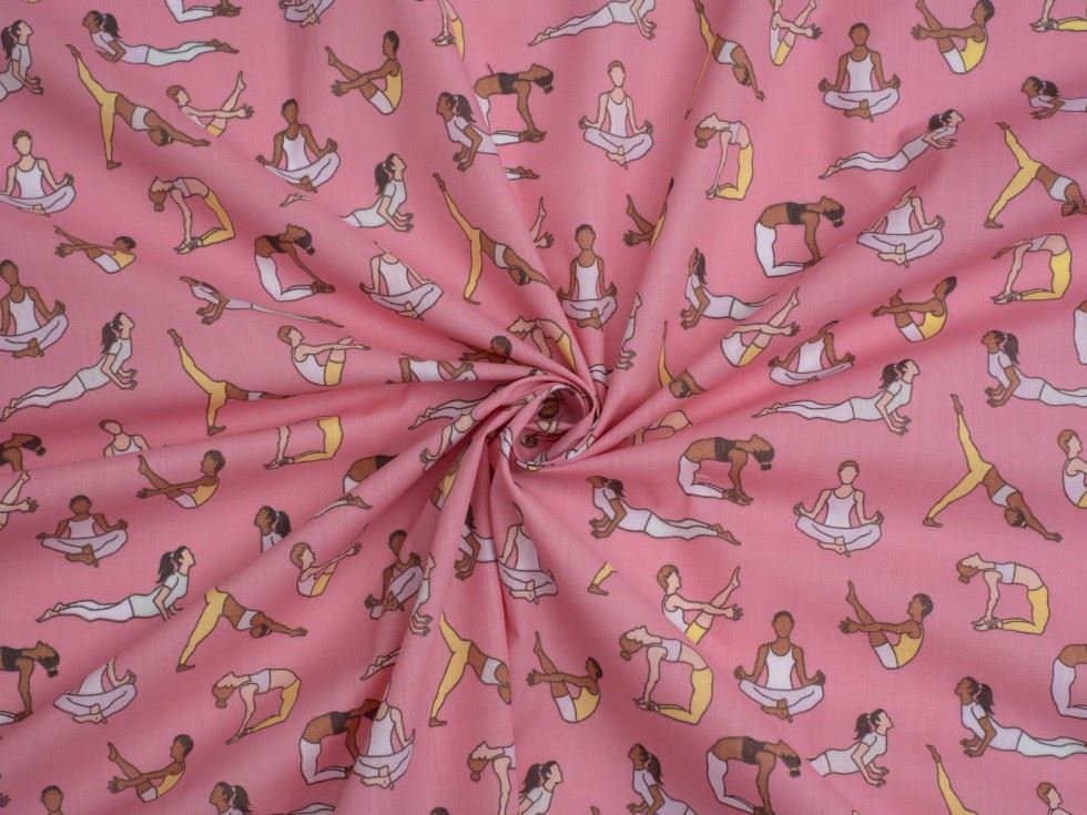 Pink Printed Polycotton Fabric