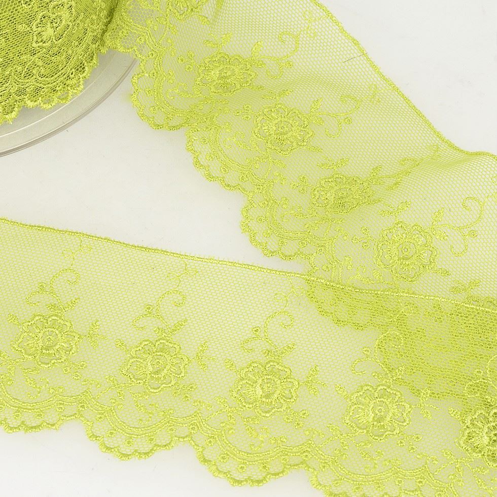 Stephanoise Valenciennes Lace Trim Anise Green
 