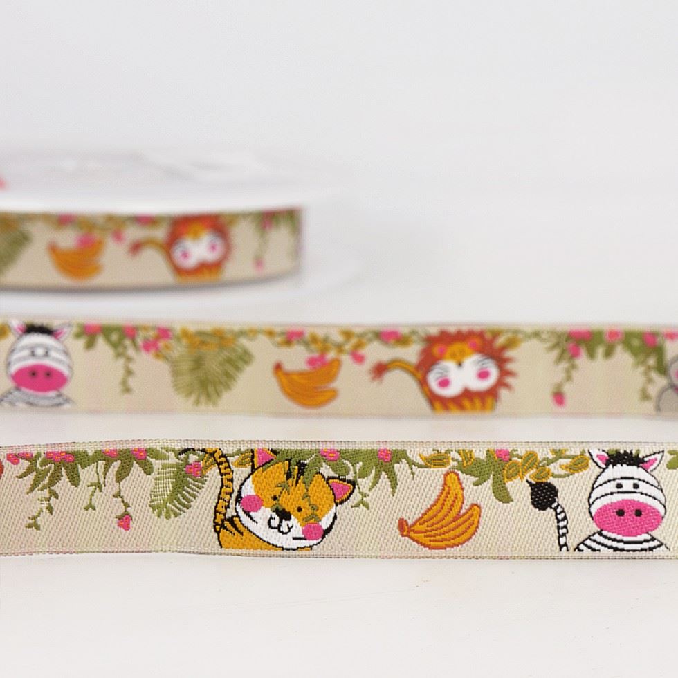 Stephanoise Safari Jacquard Ribbon Beige