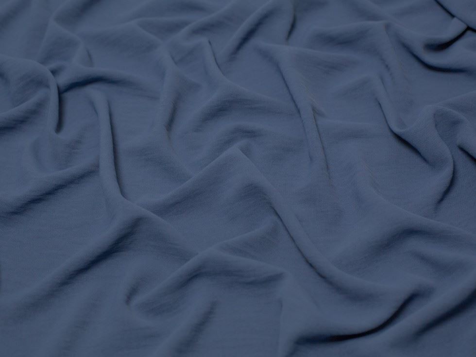 Minerva Core Range Ocean Washed Stretch Woven Crepe Fabric Denim Blue
 