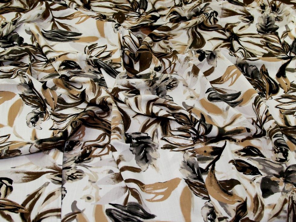 John Louden Brown Linen Look Rayon Fabric