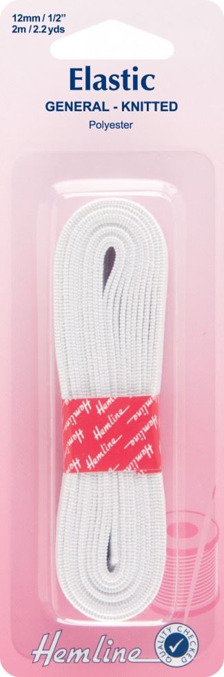 Minerva General Purpose Elastic White Polyester Hemline H620.12