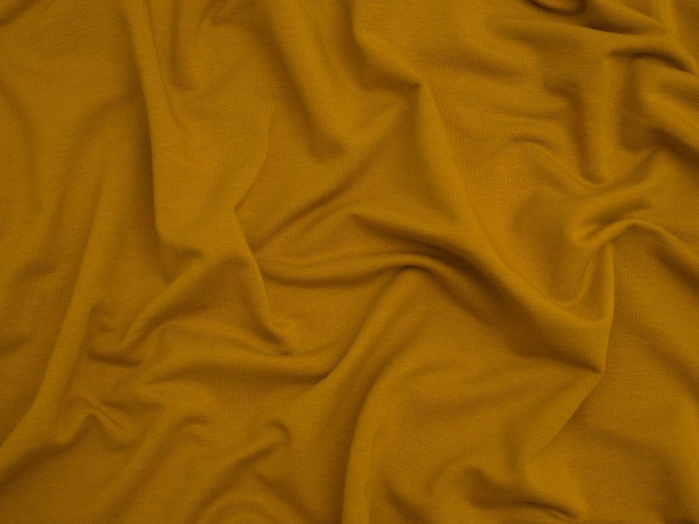 Minerva Core Range Ochre Organic Loop Back French Terry Stretch Knit Fabric
