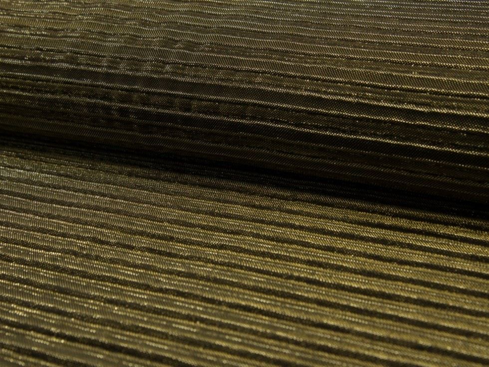Gold Deadstock Lurex Pleated Plisse Stretch Knit Fabric