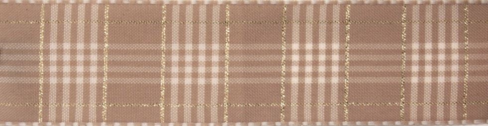 Berisfords Oatmeal Rustic Plaid Ribbon
