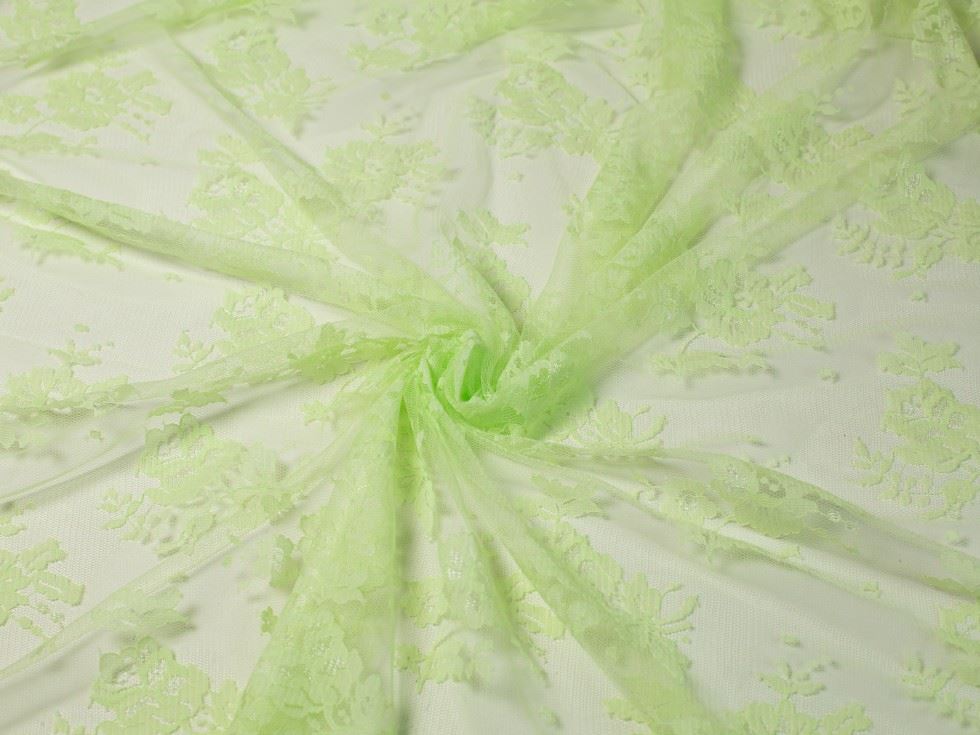 Mint Leaf Green Deadstock Chantilly Tulle Lace Fabric